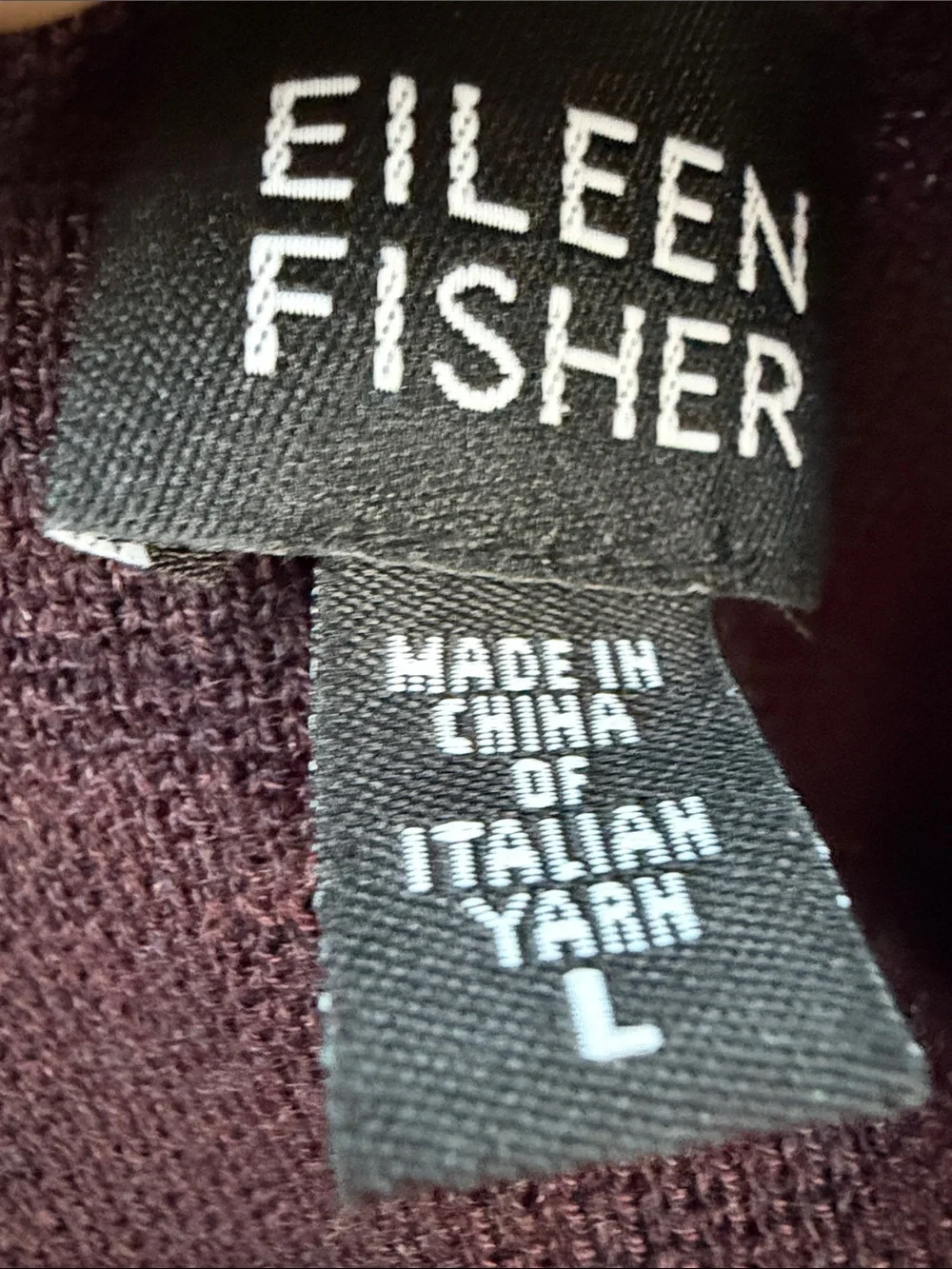 Eileen Fisher Italian yarn wool cardigan open front blazer jacket Deep Wine Top